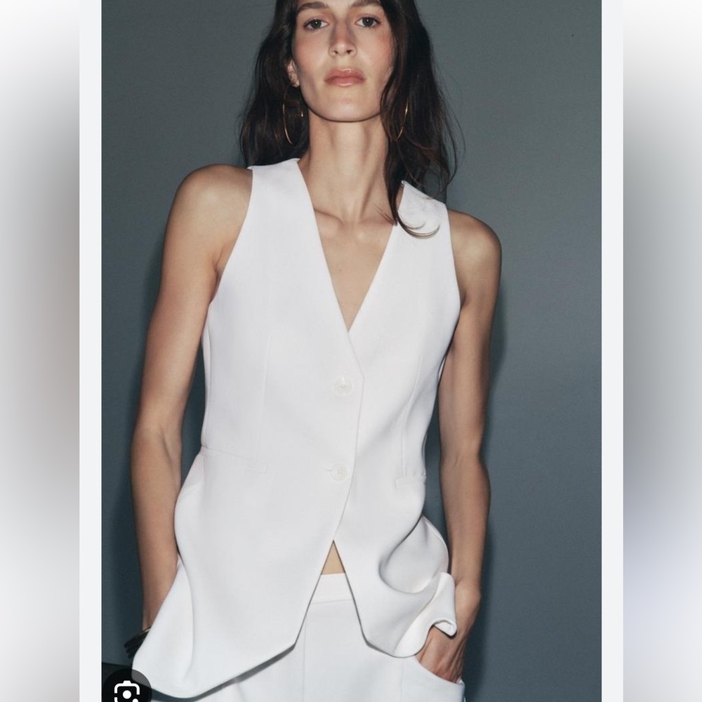 Zara NWT white tailored vest 3437/198